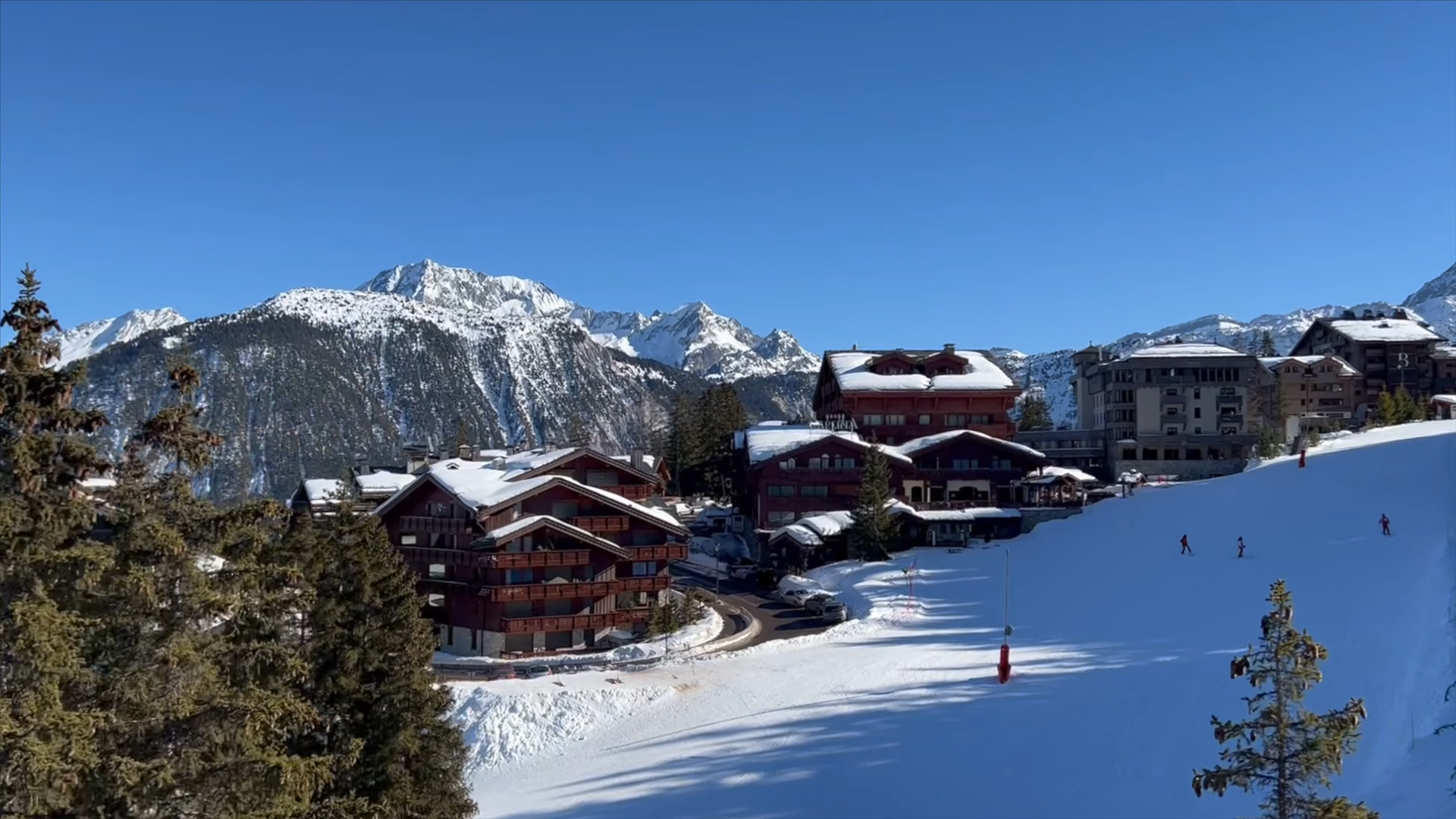 Courchevel village with mountain backdrop