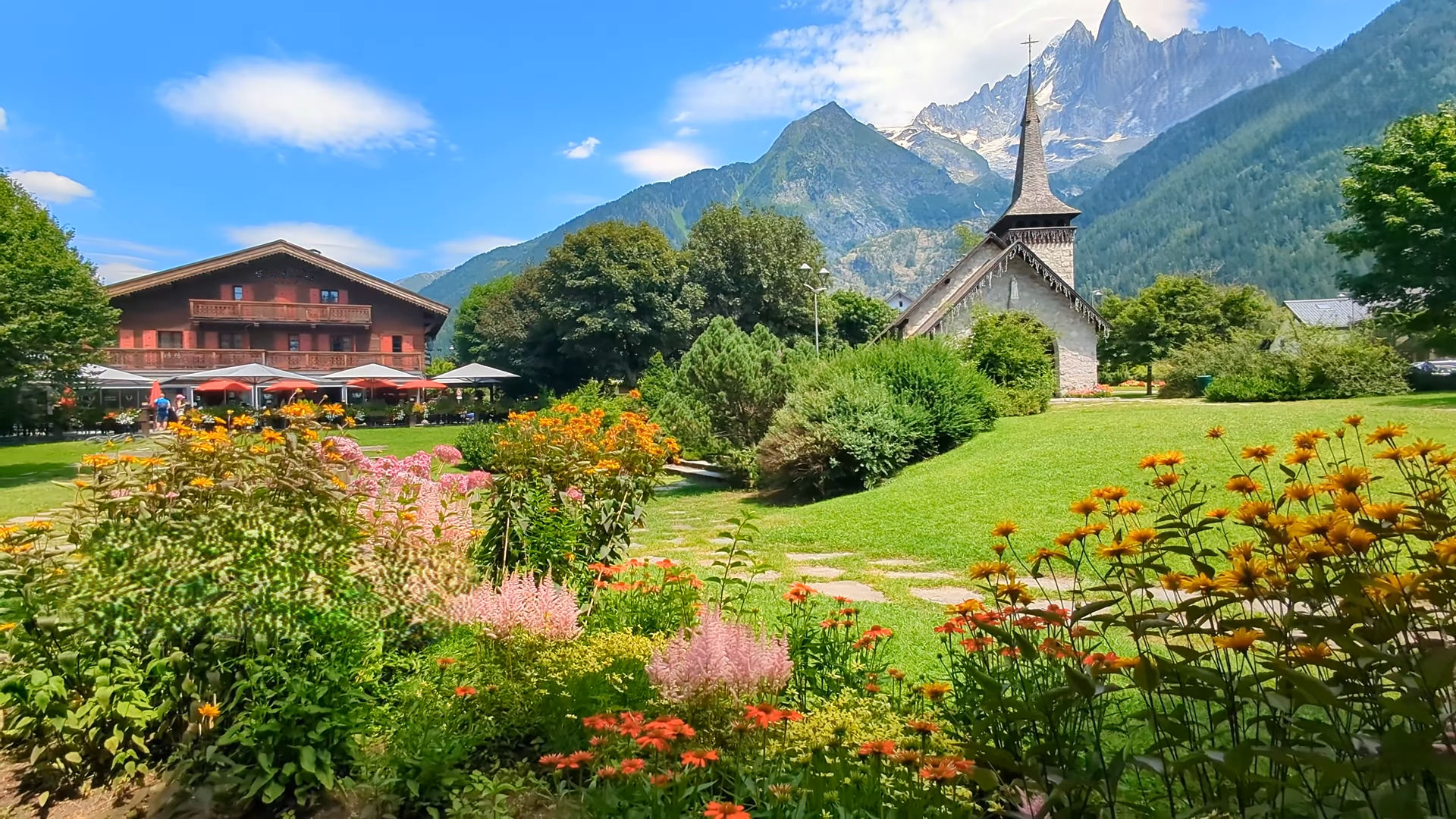 Historic chapel and garden area in Chamonix
