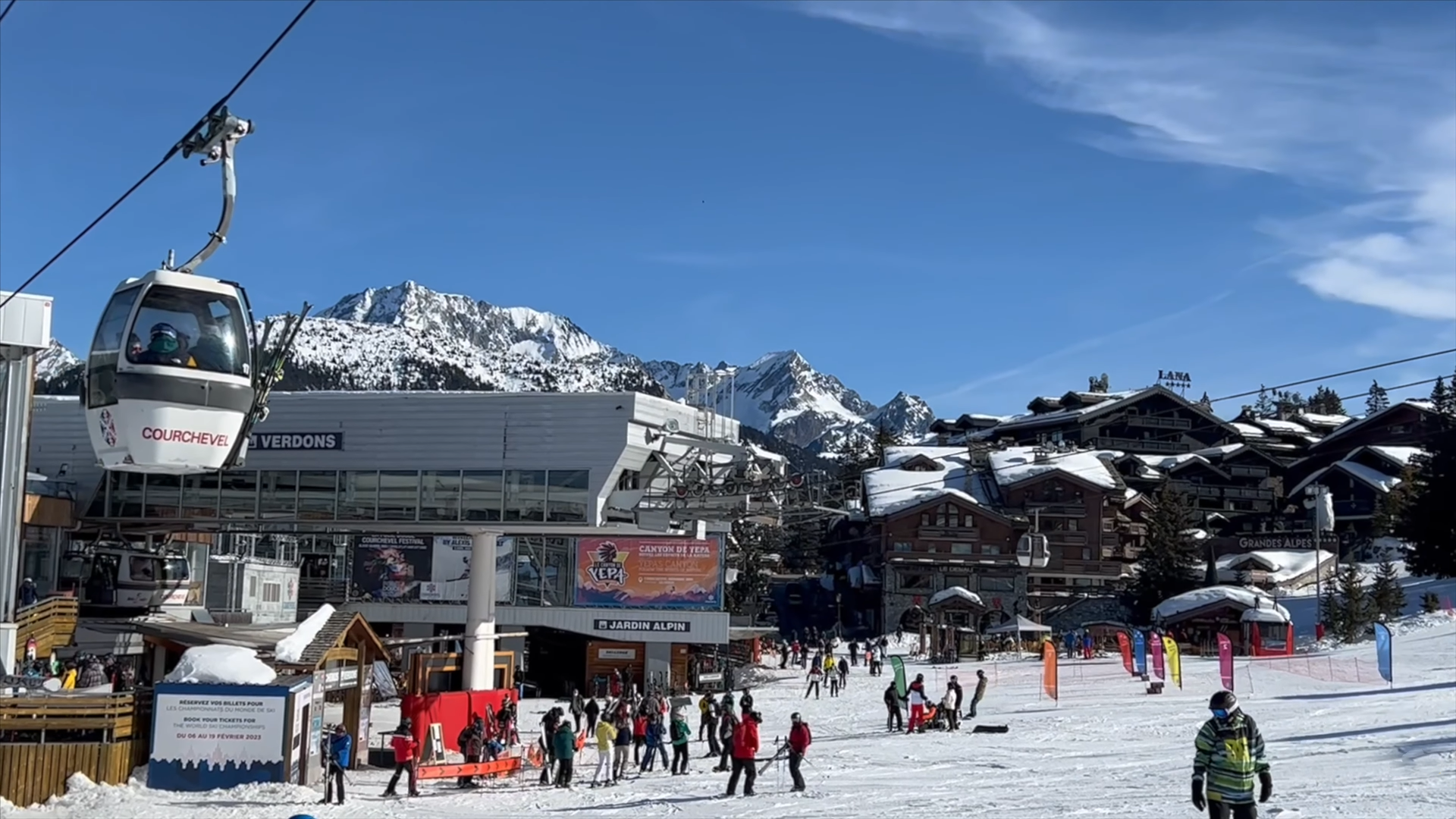 Courchevel ski area and gondola station