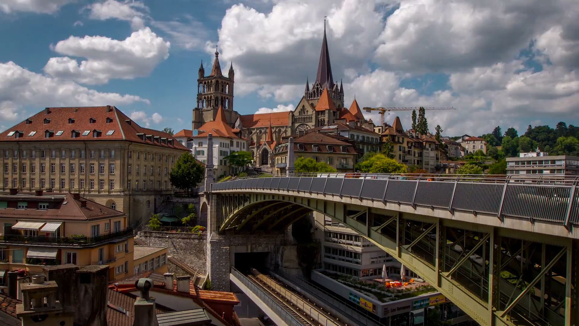 Lausanne cathedral and old town
