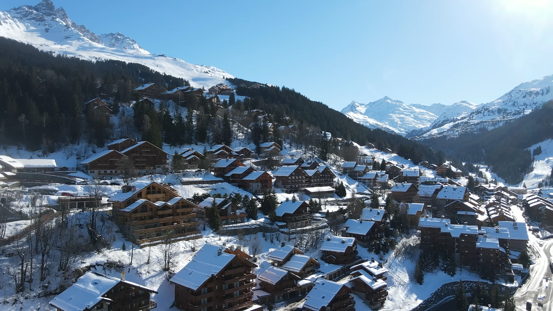 Meribel ski resort panorama in winter