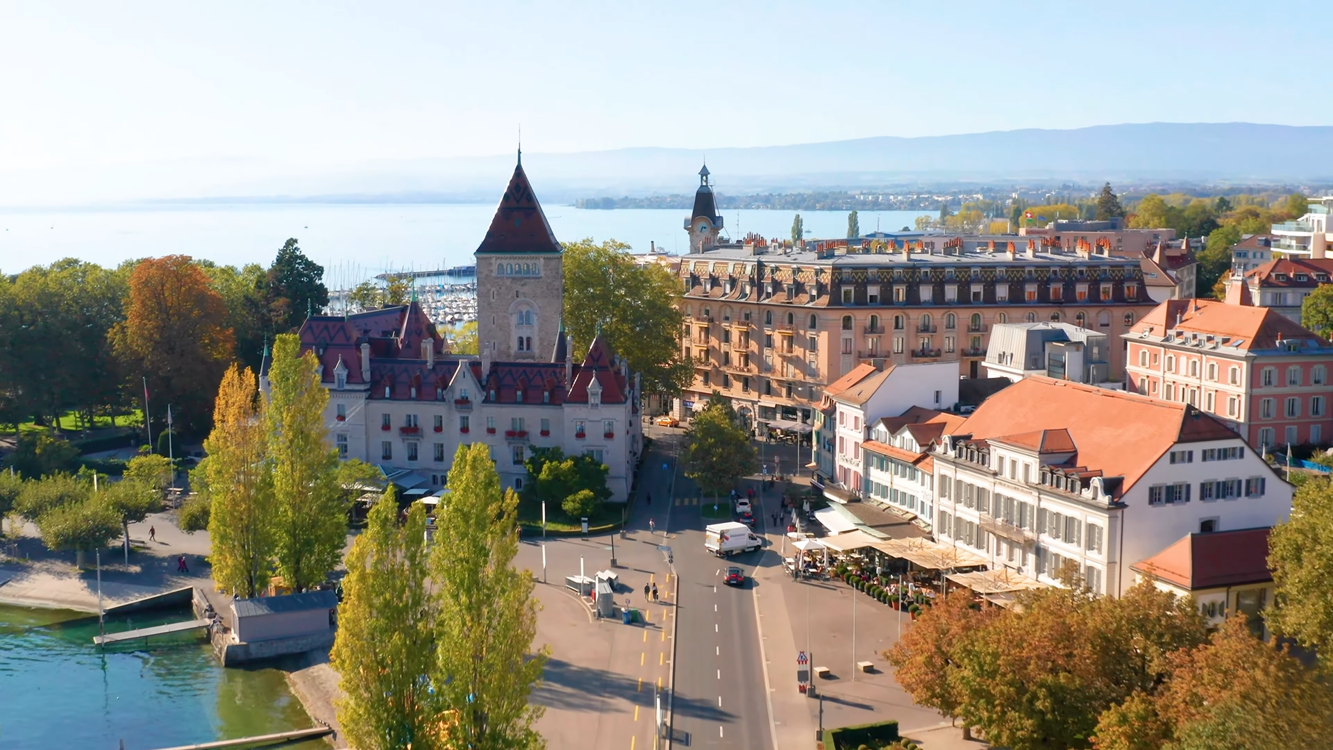 Ouchy district and Lake Geneva in Lausanne