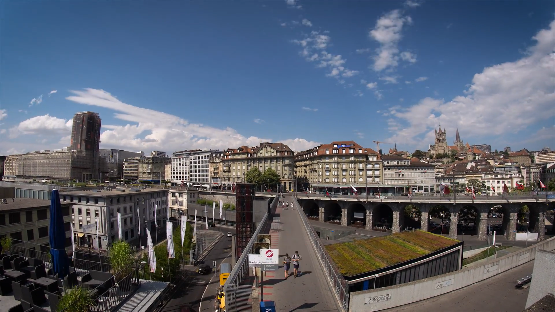 Panoramic view of Lausanne city center