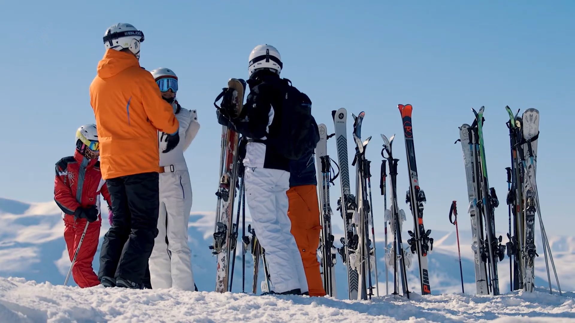 Skiers on the slopes in Meribel