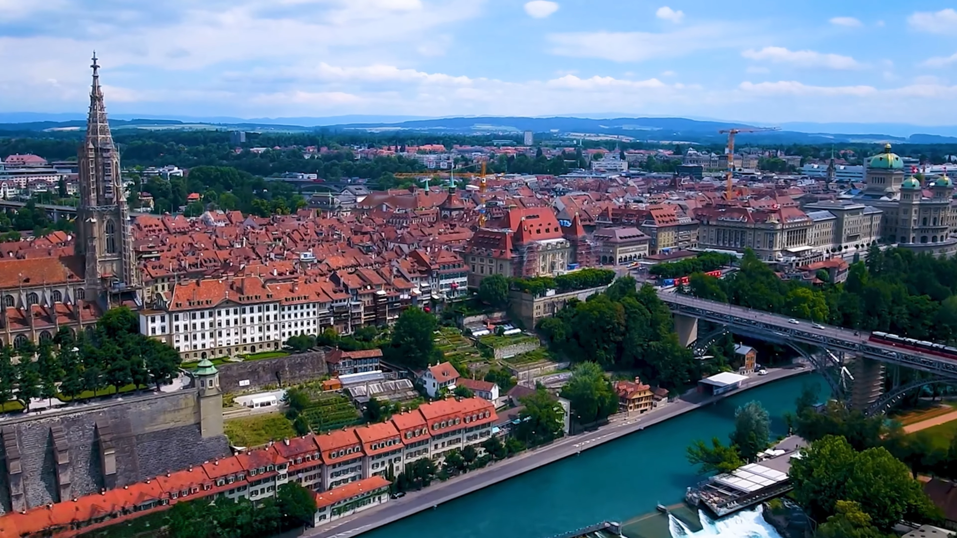 Aerial view of Bern Old Town and the Aare River, Switzerland