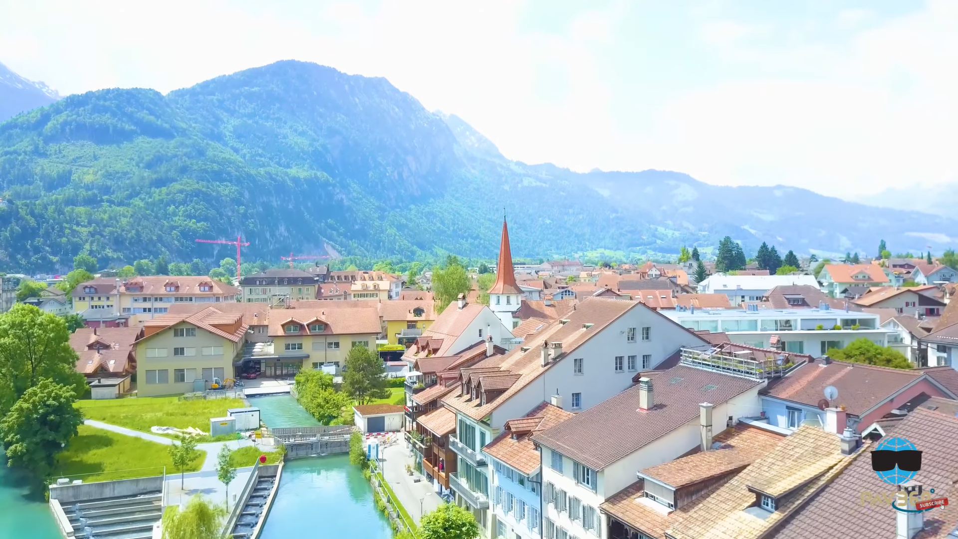 Interlaken, Switzerland with mountain scenery